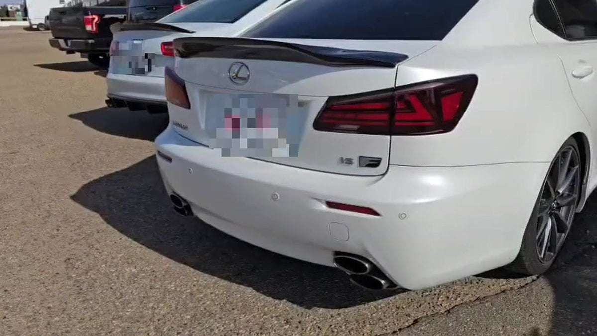 Lexus IS F on the road, valved SUS304 catback fitted, no number plate visible in frame