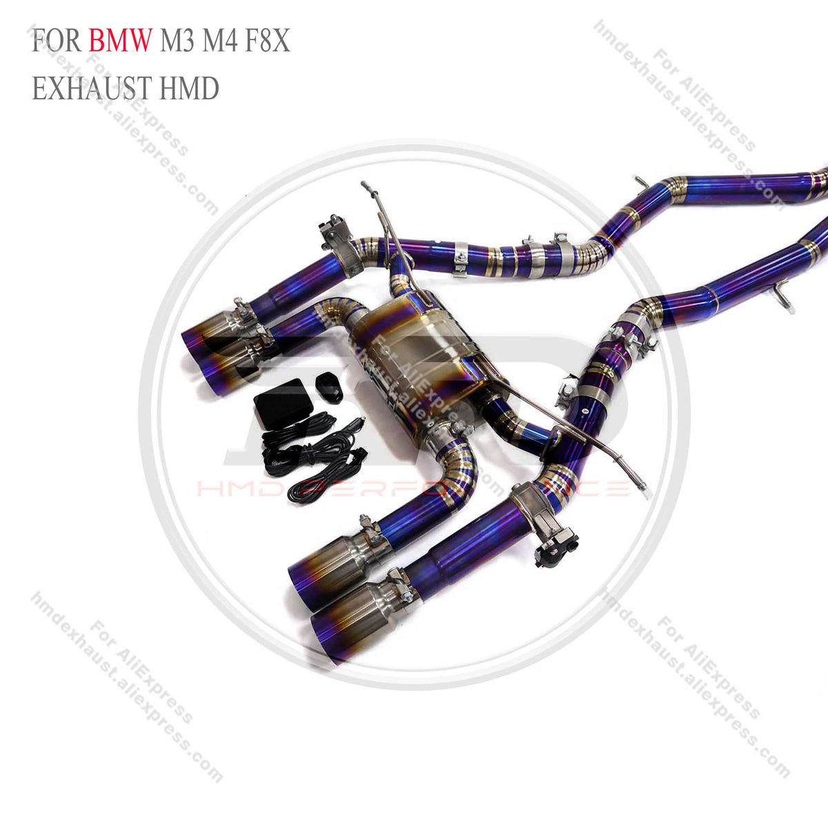 BMW M3 M4 F8X Catback Titanium Valved Sport Exhaust System Twisted‑pipe mid‑section