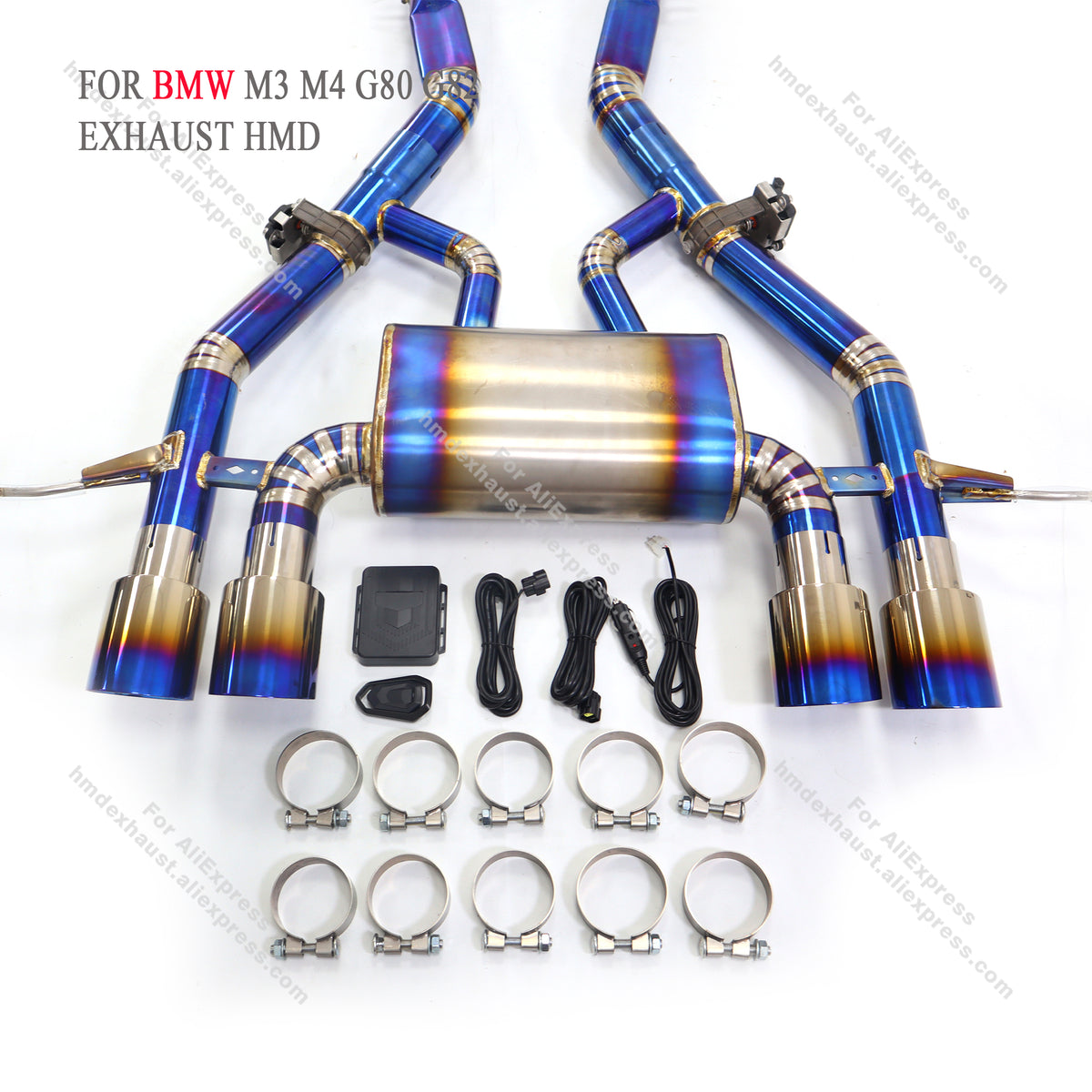 BMW M3 M4 G80 G82 Titanium Blue Heat Treated Cat Back Exhaust System Regular Style