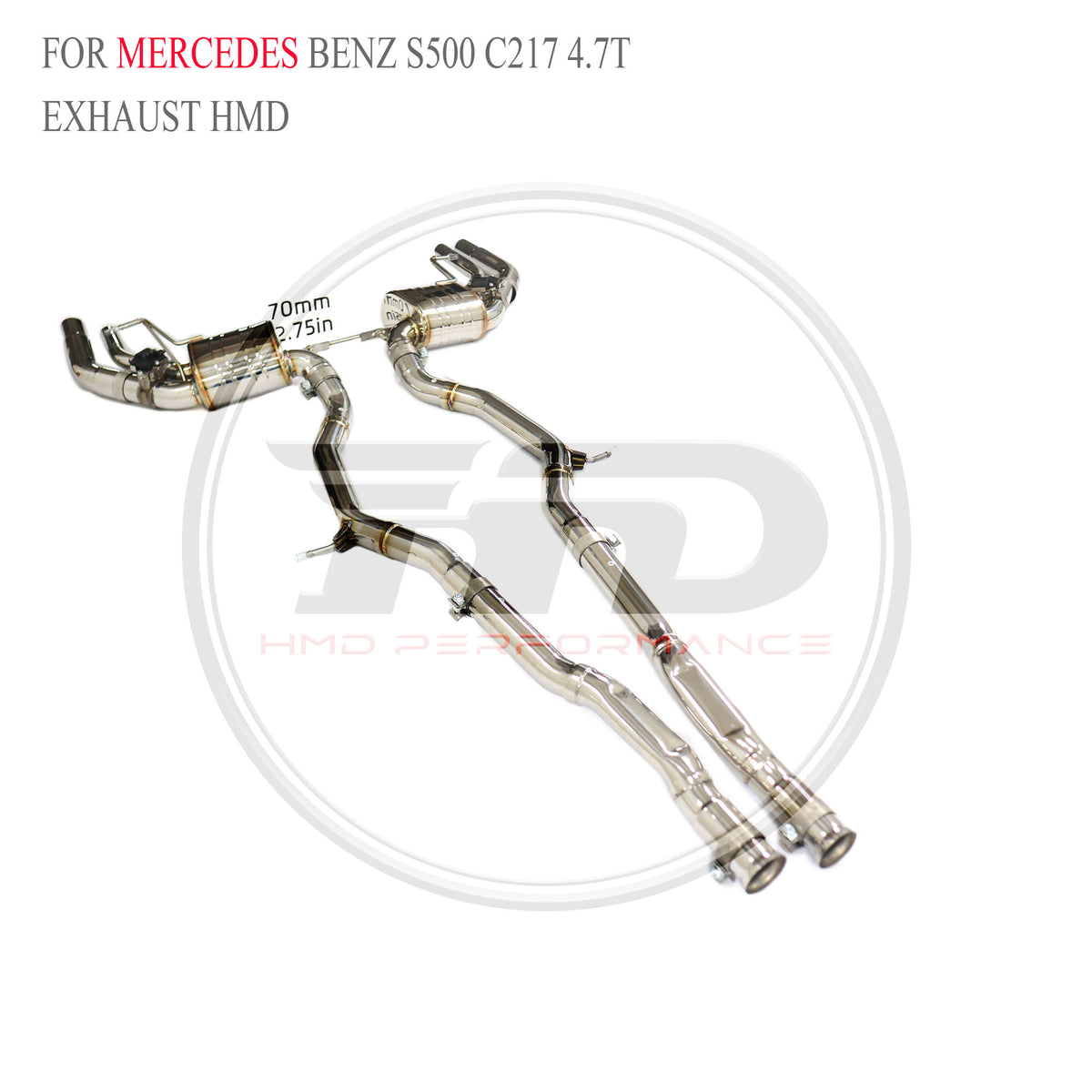 Mercedes-Benz S500 C217 4.7T Valved Catback SUS304 Racing Grade Exhaust System - 5
