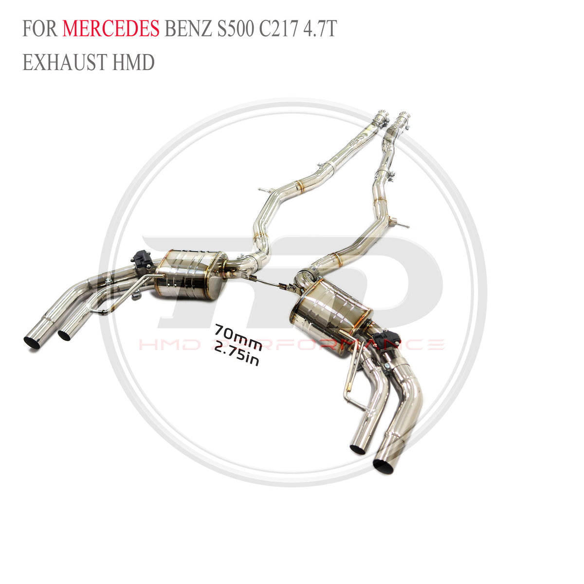 Mercedes-Benz S500 C217 4.7T Valved Catback SUS304 Racing Grade Exhaust System - 3