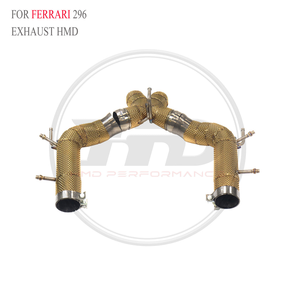 Ferrari 296 with X pipe Straight Axle-Back Titanium Racing Grade Exhaust System - 6
