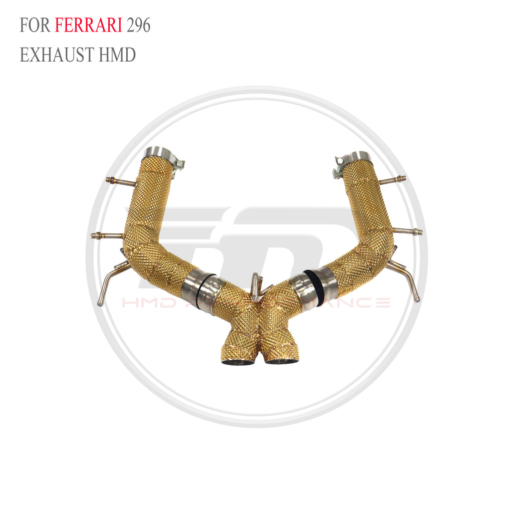 Ferrari 296 with X pipe Straight Axle-Back Titanium Racing Grade Exhaust System - 2