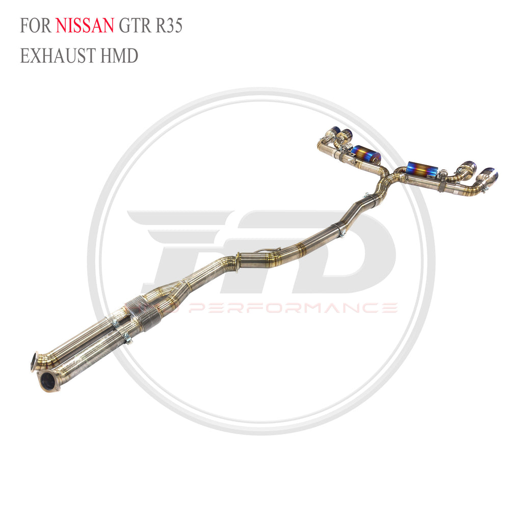 Nissan GTR R35 with Y Pipe Valved Catback Titanium Racing Grade Exhaust System - 6