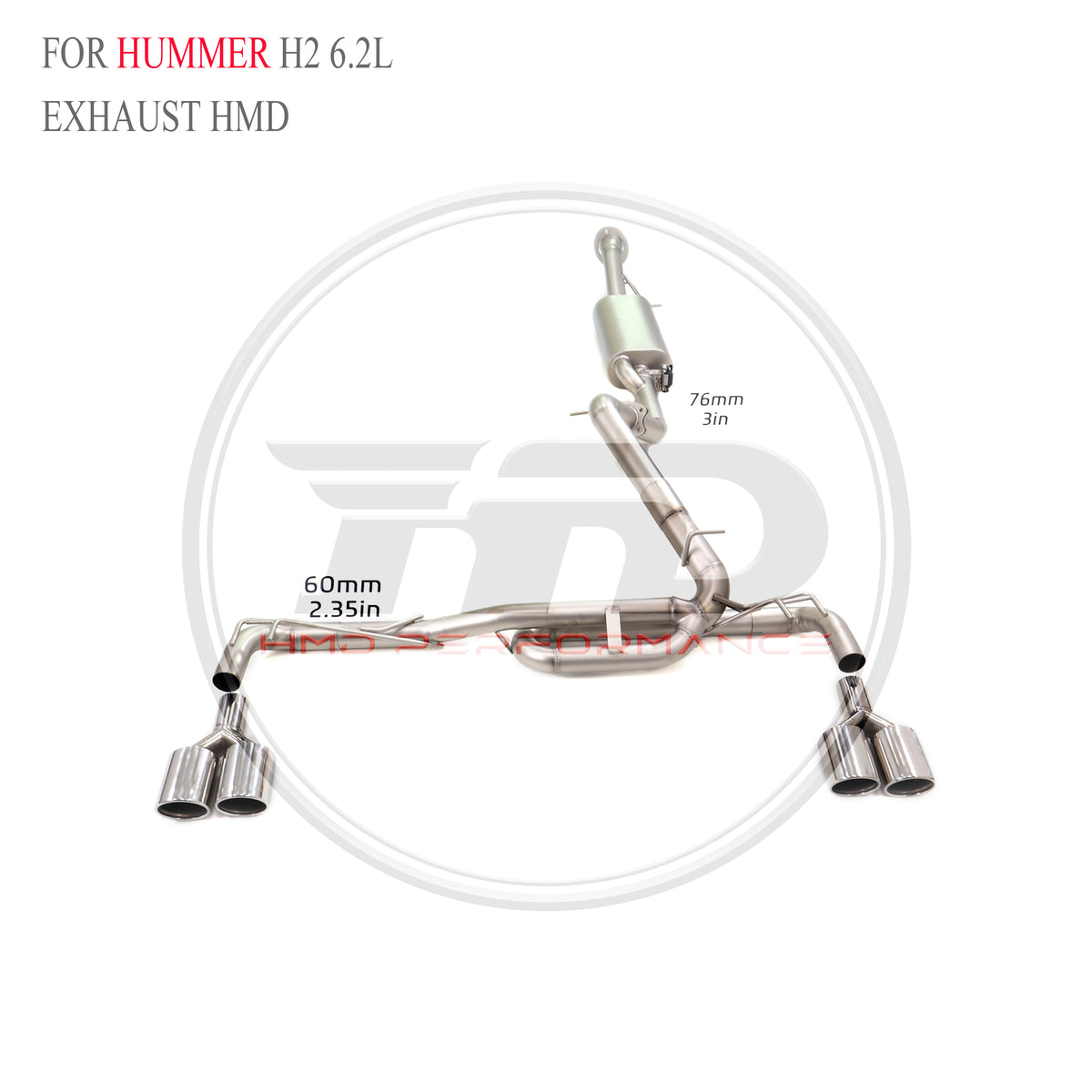 Hummer H2 6.2L catback SUS304 Sport Exhaust System - 4