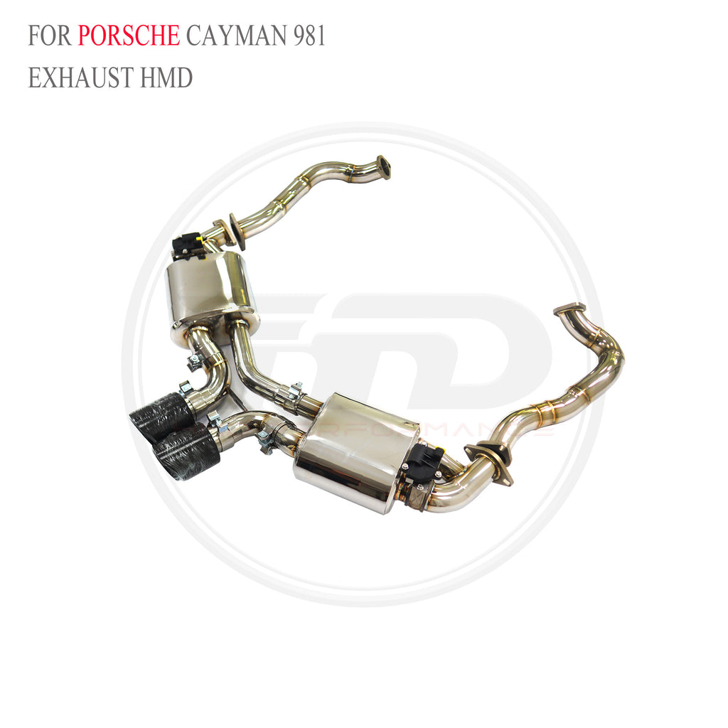 Porsche Cayman 981 3.4L Valved Axle-Back SUS304 Racing Grade Exhaust System - 3