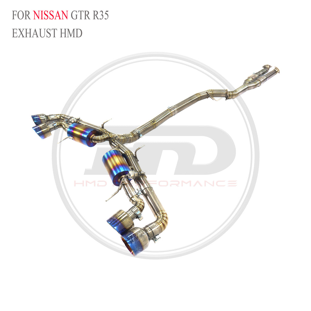 Nissan GTR R35 with Y Pipe Valved Catback Titanium Racing Grade Exhaust System - 3