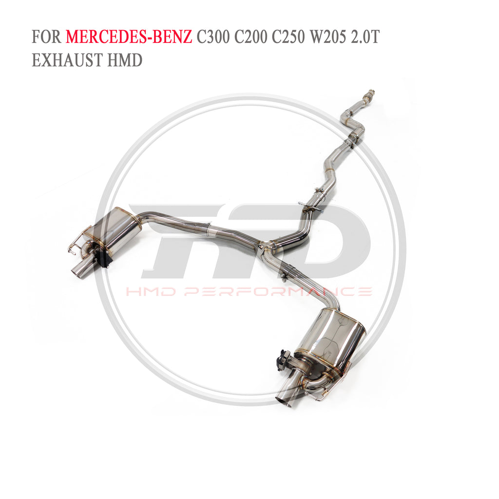 Mercedes-Benz C300 C200 C250 W205 2.0T Valved Catback SUS304 Racing Grade Exhaust System - 6