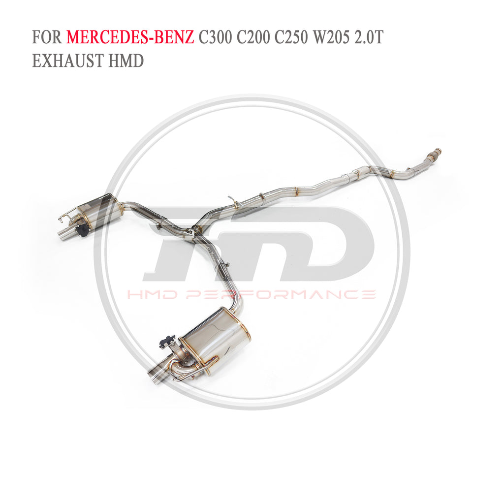 Mercedes-Benz C300 C200 C250 W205 2.0T Valved Catback SUS304 Racing Grade Exhaust System - 5