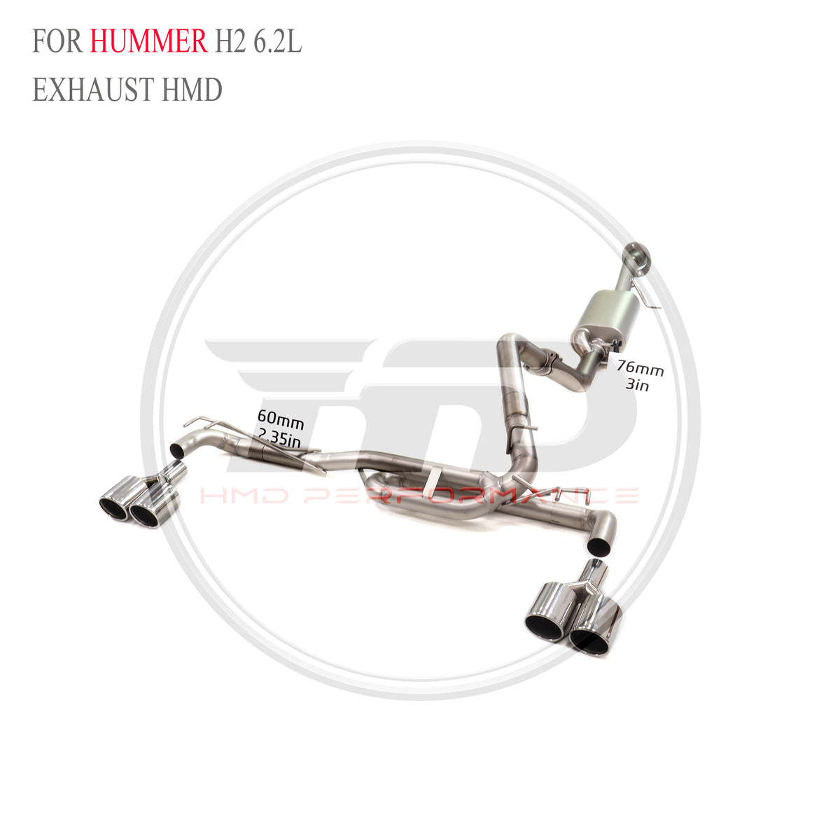 Hummer H2 6.2L catback SUS304 Sport Exhaust System - 3