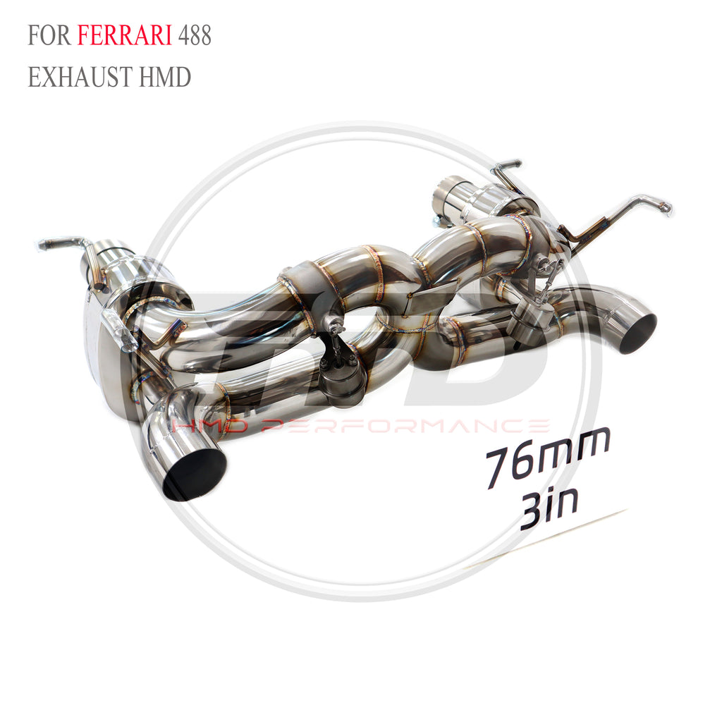 Ferrari 488 Valved Axle-Back SUS304 Racing Grade Exhaust System - 6