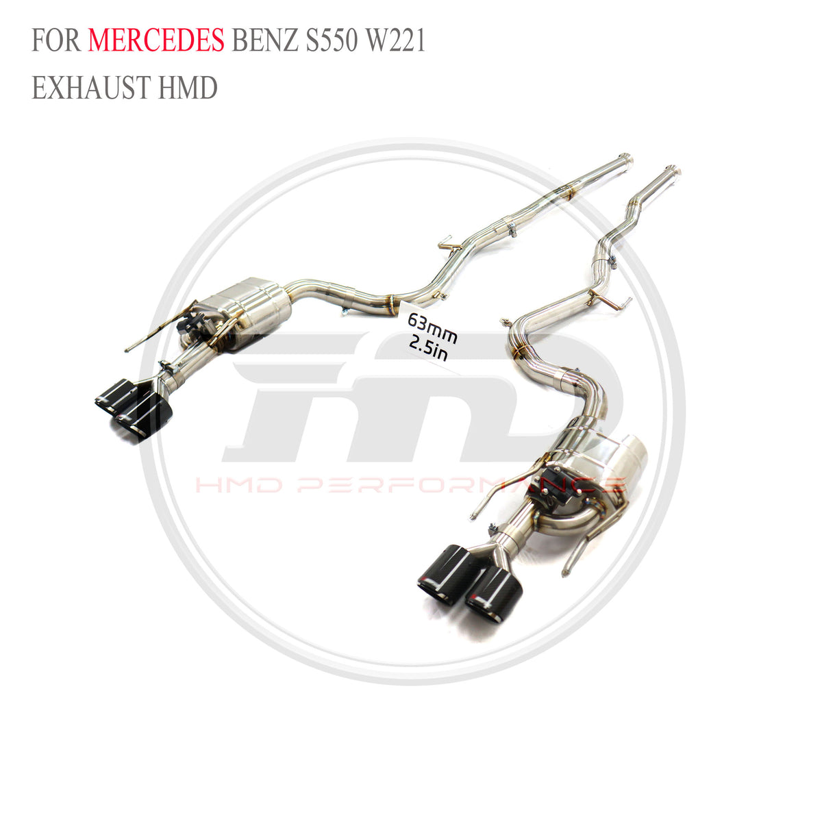 Mercedes-Benz S550 W221 catback SUS304 Valved Sport Exhaust System - 3