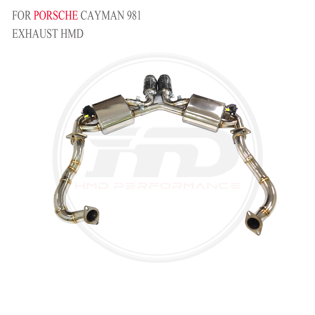 Porsche Cayman 981 3.4L Valved Axle-Back SUS304 Racing Grade Exhaust System - 5