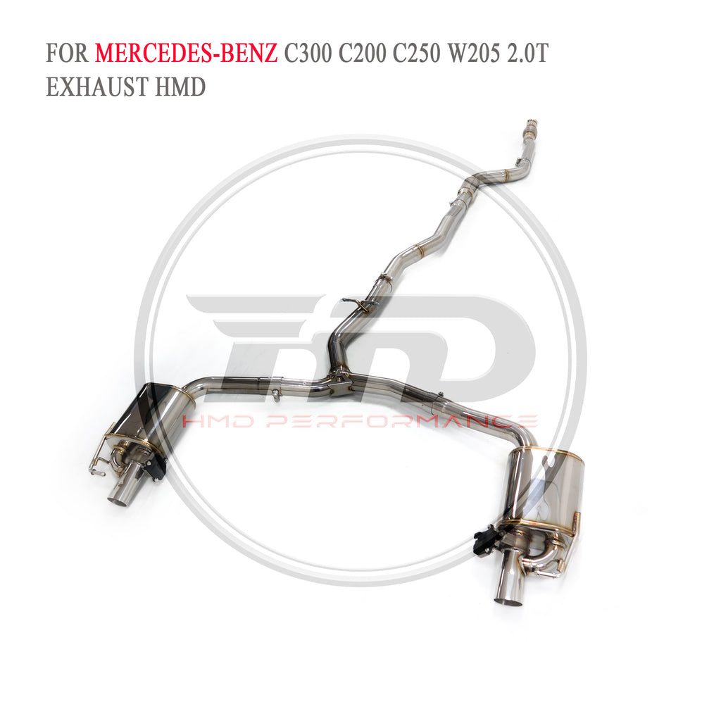 Mercedes-Benz C300 C200 C250 W205 2.0T Valved Catback SUS304 Racing Grade Exhaust System - 3